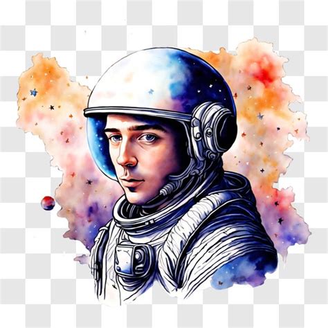 Descarga Astronauta En Traje Espacial Pintura Acuarela Con Estrellas Y