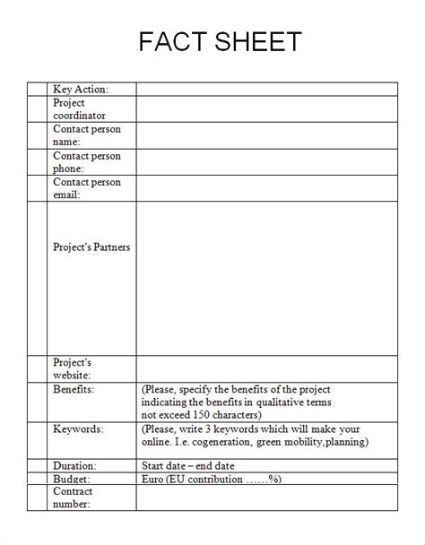 Sample Fact Sheet Template - 14+ Free Download Documents In PDF , WORD