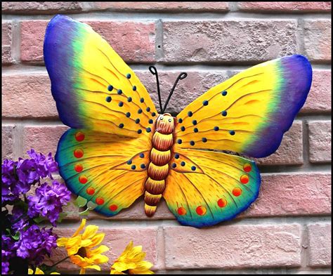 Painted Metal Butterfly Art Outdoor Metal Art Painted Butterfly Wall