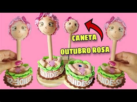 Como Fazer Caneta De Flor Decorada No Tema Outubro Rosa YouTube