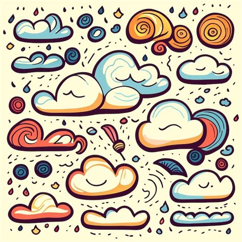 Premium Vector Hand Drawn Clouds Collection