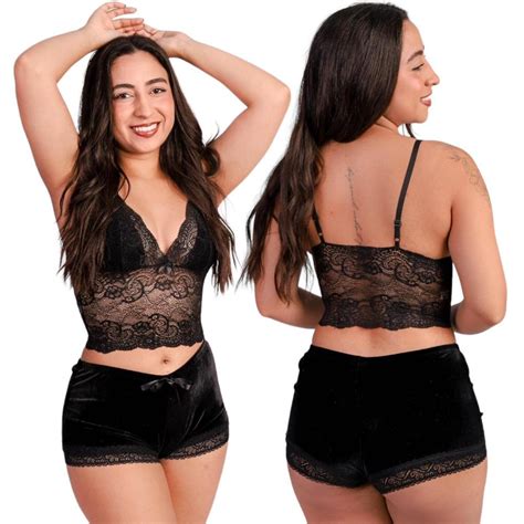 Pijama Baby Doll Feminino Lingerie Veludo Luxo Renda Short Doll Veludo Sexy Shopee Brasil