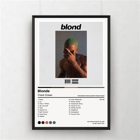 Frank Ocean Posters Blonde Poster Blonde Tracklist Album Etsy