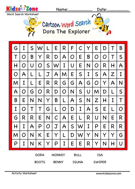 Dora The Explorer Word Search Puzzle - KidzeZone