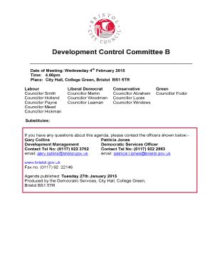 Fillable Online Democracy Bristol Gov Development Control Committee B