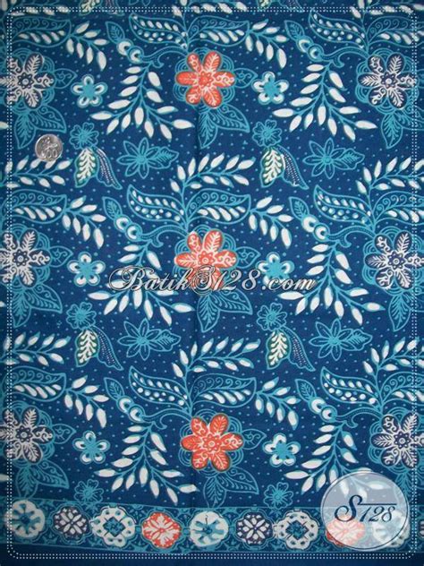 Kain Batik Warna Biru Elegan Kain Batik Motif Floral K Ct