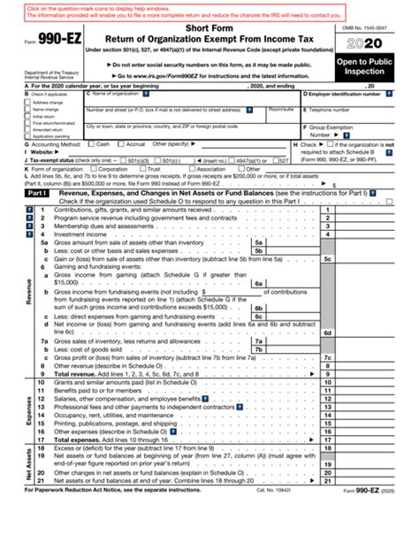 Form 990ez Fillable Printable Forms Free Online