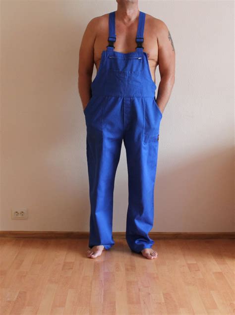 Blue Overalls Men S Work Overalls Blue Jumpsuit Workwear Etsy