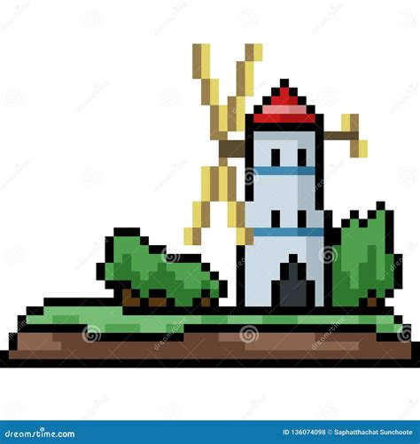 Vector Pixel Art Windmill Island Stock Vector Illustration Of Pixel