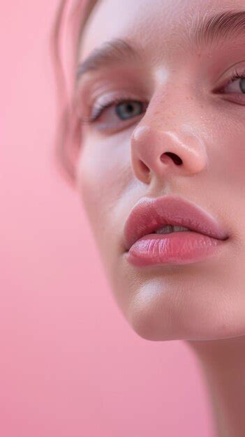 Premium Photo Closeup Of A Womans Face With Smooth Skin And Pink Lips