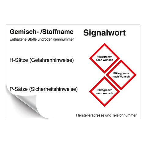 GHS Aufkleber Nach Wunsch 3 Piktogramme 148 X 105 Mm Aufkleber Shop