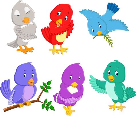 la colección pájaros bonitos con diferentes colores y poses 13330746