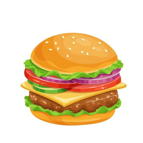 Icono De Dibujos Animados De Hamburguesa O Hamburguesa Con Queso