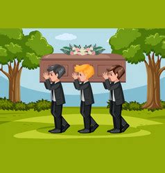 People Carry Coffin On Sholders At Funeral Vector Image