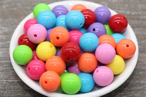 16mm Multicolor Gumball Beads Round Acrylic Loose Beads Etsy