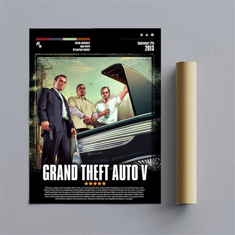 Grand Theft Auto V Poster Gaming Room Poster Gaming Wall Etsy