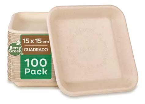 Charolas Desechables Platos Cuadrados Biodegradable Liso Mercadolibre