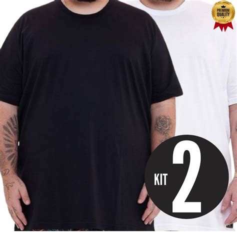 Kit 2 camisetas grande masculina lisa gola redonda básica plus size