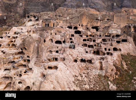 Rock Cut Monastery Complex Near Vardzia Village Georgia Stock Photo