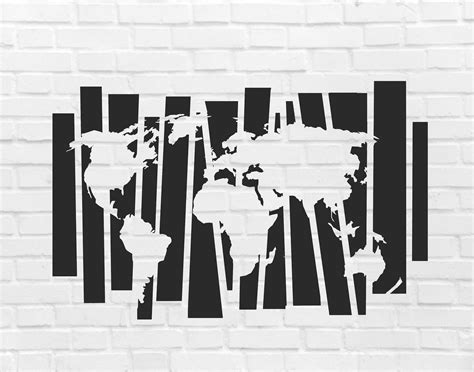 Stencil World Map Reusable Art Map Stencil World Plastic Etsy