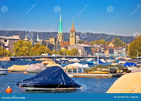 Zurich Waterfront Landmarks and Church Colorful View Editorial Stock Image - Image of city ...