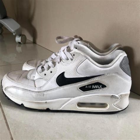 nike air max 90s white n black with reflective flash... - Depop