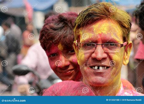 Indian Senior Hindu Man Celebrate Holi or Indian Hindu Festival of ...