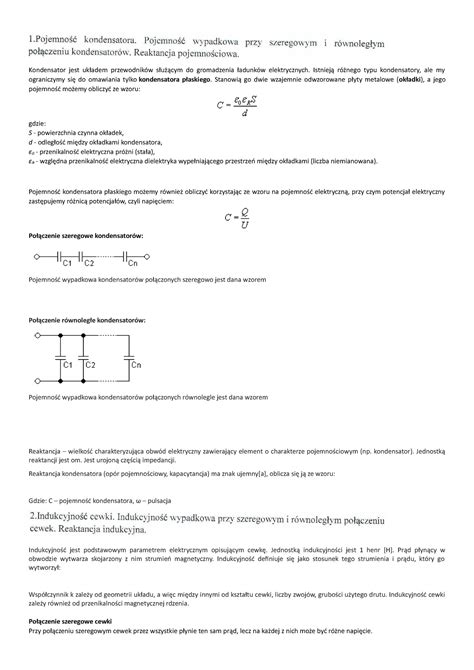 Notatki Do Nauki Pod Egzamin Kondensator Jest Uk Adem Przewodnik W