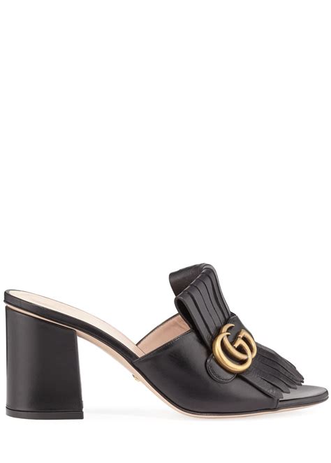 Gucci Marmont Leather Sandals In Black Lyst