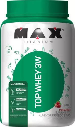 Max Titanium Top Whey 3w Mais Performance 900g Sabor Morango Mais