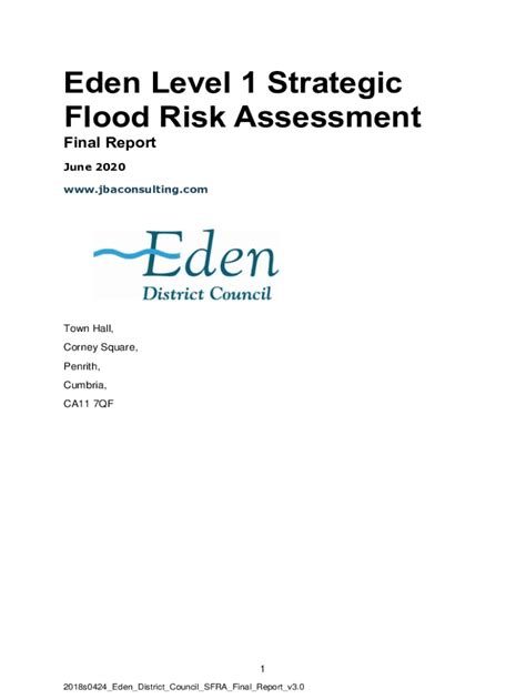 Fillable Online Eden District Council Strategic Flood Risk Assesment Final Report Eden District