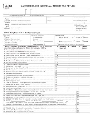 Fillable Online Amended Idaho Individual Income Tax Return Fax Email