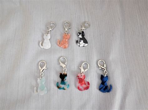 Cat Zipper Pull Acrylic Cat Charm Coloful Acrylic Cat Zipper Pull