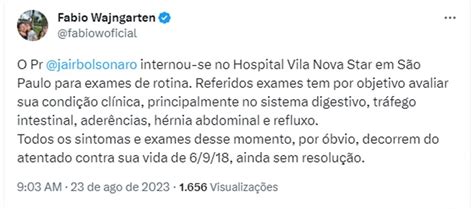 Exames Decorrem Do Atentado Contra Sua Vida Diz Assessor Sobre