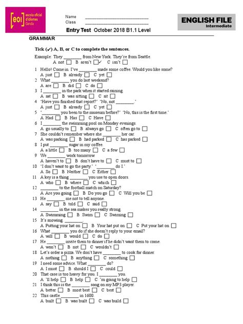 Ef3e Int Entry Test Pdf