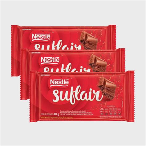 Chocolate Nestlé Suflair Ao Leite 80g Kit três unidades Submarino