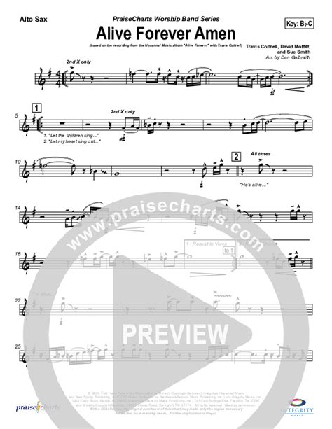 Alive Forever Amen Alto Sax Sheet Music Pdf Travis Cottrell Praisecharts