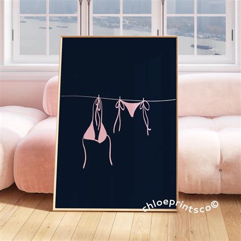 Bikini Print Pink And Navy College Apartment Decor Coastal Beachy Dorm Room Posters Trendy