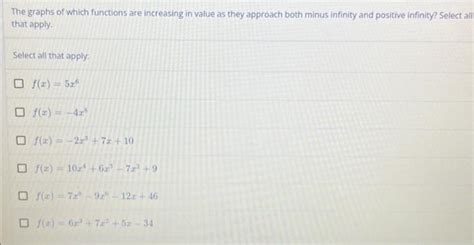 Solved The Graphs Of Which Functions Are Increasing In Value Chegg