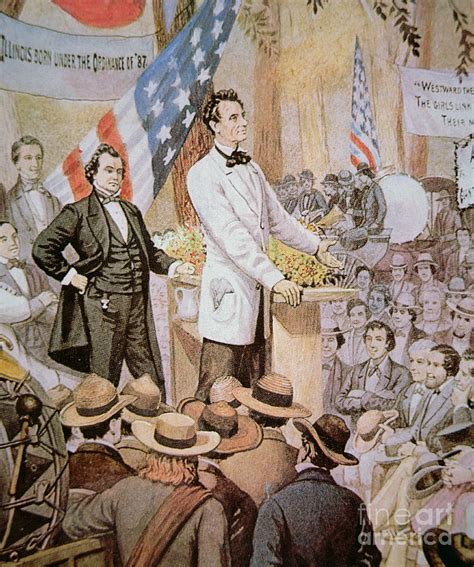 Abraham Lincoln And Stephen Douglas Debating At Charleston Off