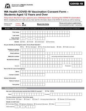 Fillable Online Wa Health Covid Vaccination Consent Form Fax Email