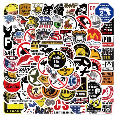 98pcs Funny Hard Hat Stickers – AU Sticker World