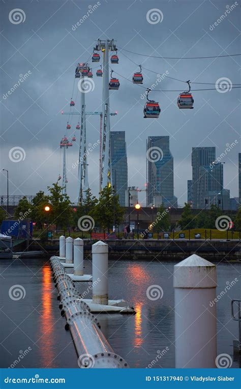 London Uk Jun 10 2019 Emirates Cable Car Crosses The Thames From