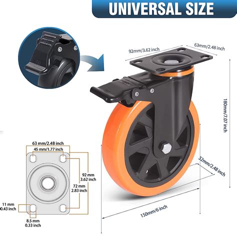 Ruedas Giratorias De 6 Pulgadas De 3000 Libras Juego De 4 Ruedas