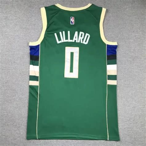 2023 Milwaukee Bucks Damian Lillard #0 Green Embroidery Jersey - Soccer ...