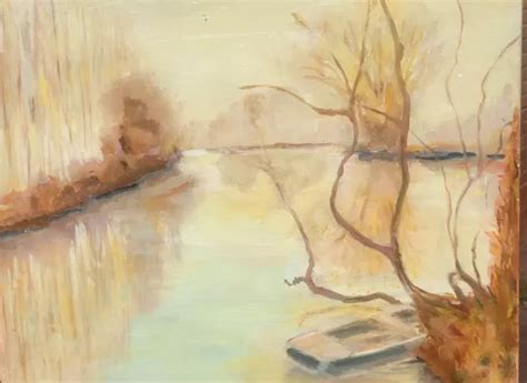 TABLEAU SIGNÉE GÉRARD FOUTEL Paysage Bord de Rivière Peinture huile