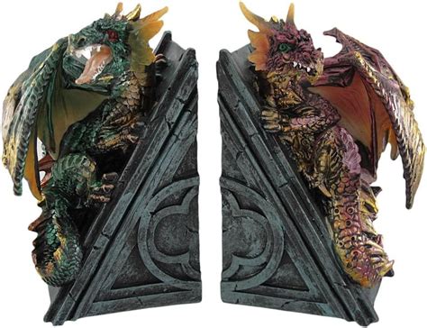 Amazon.com: Metallic Gothic Dragon Bookends Book Ends Medieval : Home & Kitchen