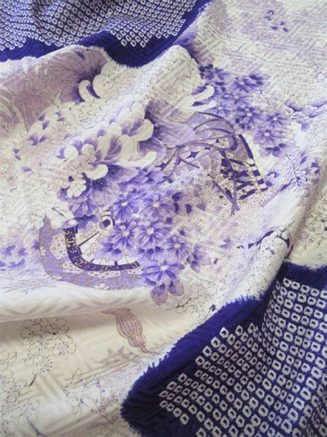 Tela De Seda Japonesa Pura De Kyoto Ivory Y Purple Cherry Etsy