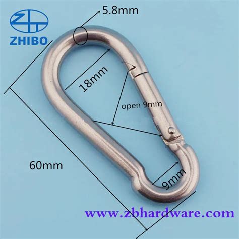 6*60mm stainless steel spring snap carabiner hook climbing snap hook 10pieces/lot-in Hooks from ...