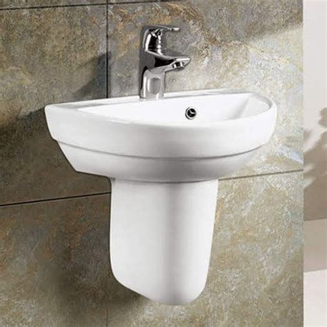 White Half Pedestal Wash Basin Feature Durable At Best Price In